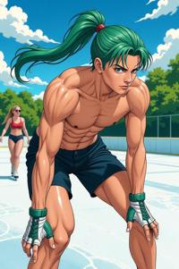 asian anime style marvel Harry Osborn masterpiece,best quality , asian anime, Pony Tail malachite hair