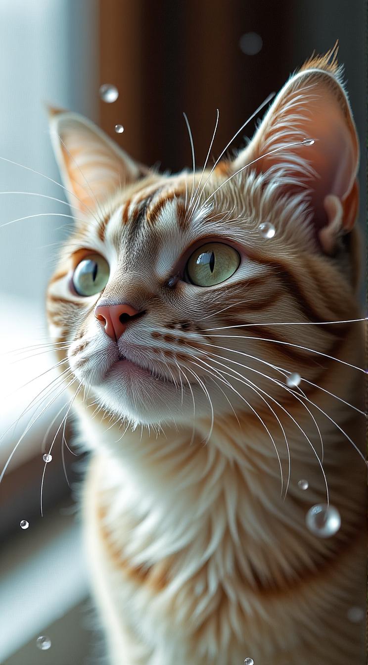 stylized by Classic Disney, Rolf Armstrong and Krenz Cushart, close up of a Burmese Cat with Water details, it is very Astonishing