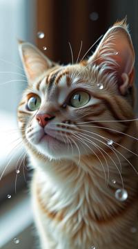 stylized by Classic Disney, Rolf Armstrong and Krenz Cushart, close up of a Burmese Cat with Water details, it is very Astonishing