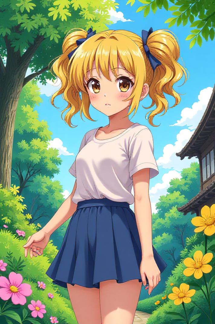 asian anime style masterpiece,best quality , asian anime, Bun Curly yellow hair