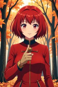 anime style masterpiece,best quality , Flat Top cardinal hair, autumn