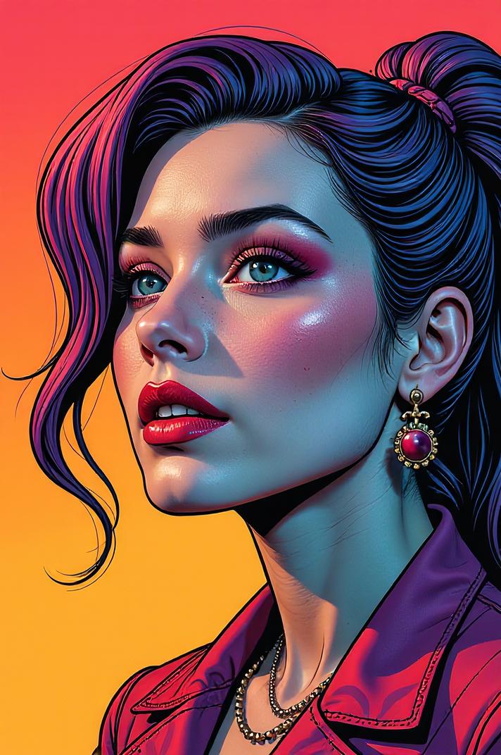 comic graphic illustration, comic art, graphic novel art, vibrant