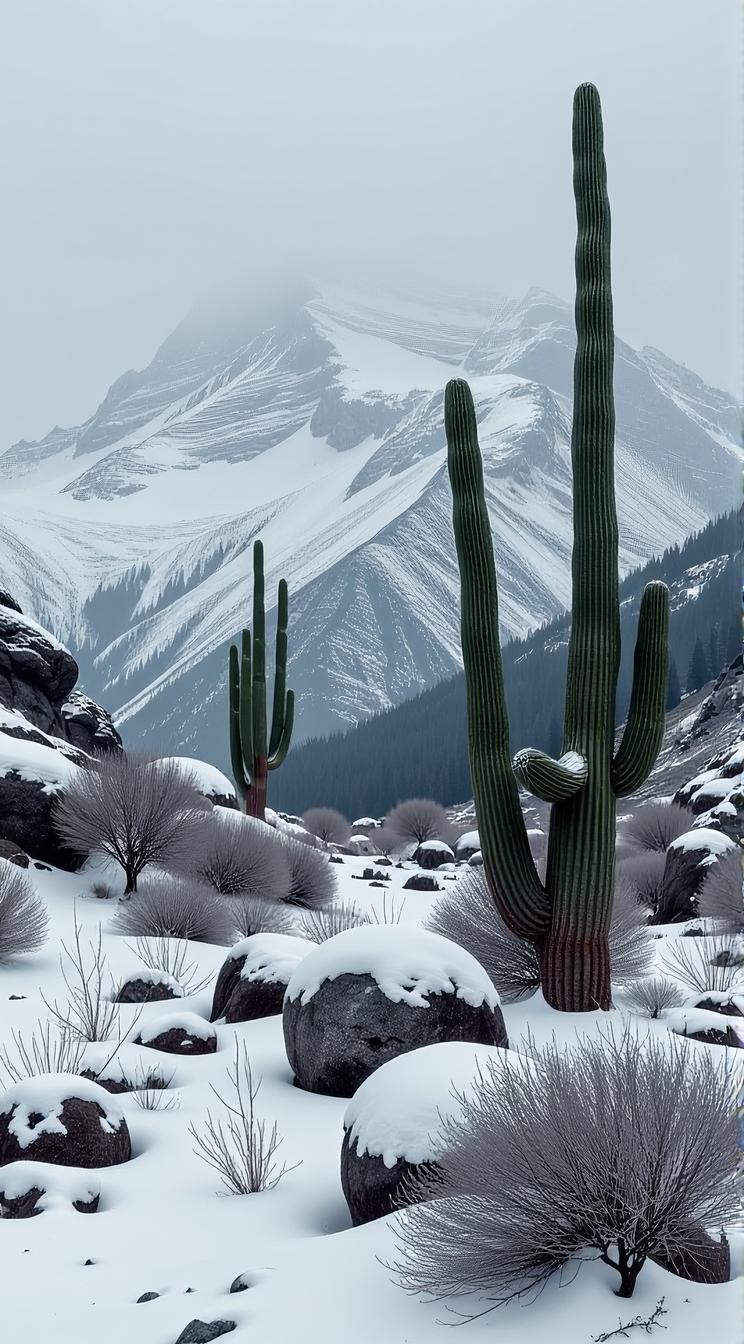 landscape of a Alpine and Cactus spines, Melancholy, Winter, scene art by Michael Eastman Diego Vel zquez