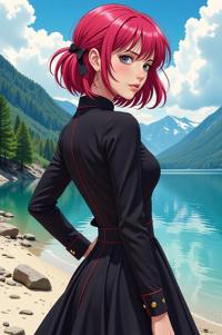 anime style masterpiece,best quality , Over Left Eye french rose hair, spring