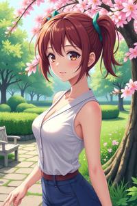 asian anime style masterpiece,best quality , asian anime, Buffont spring bud hair