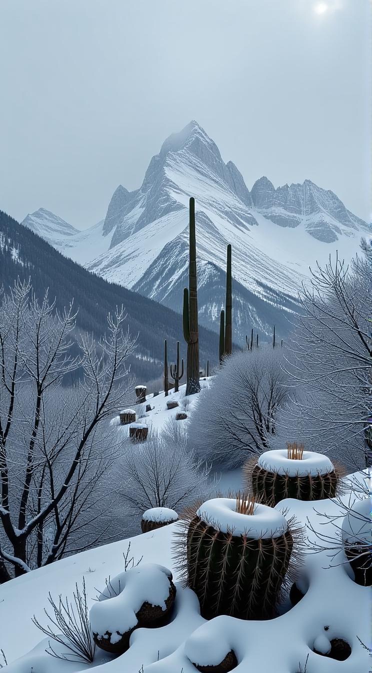 landscape of a Alpine and Cactus spines, Melancholy, Winter, scene art by Michael Eastman Diego Vel zquez