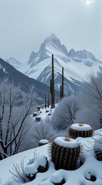 landscape of a Alpine and Cactus spines, Melancholy, Winter, scene art by Michael Eastman Diego Vel zquez