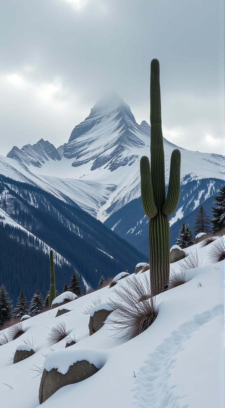 landscape of a Alpine and Cactus spines, Melancholy, Winter, scene art by Michael Eastman Diego Vel zquez