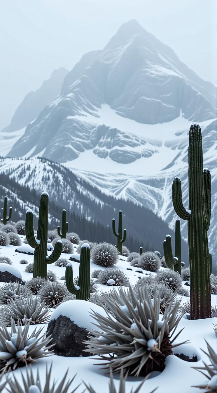 landscape of a Alpine and Cactus spines, Melancholy, Winter, scene art by Michael Eastman Diego Vel zquez