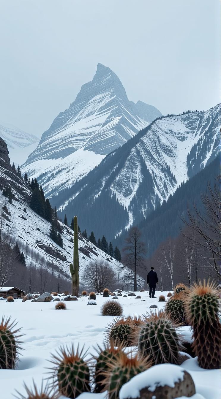 landscape of a Alpine and Cactus spines, Melancholy, Winter, scene art by Michael Eastman Diego Vel zquez