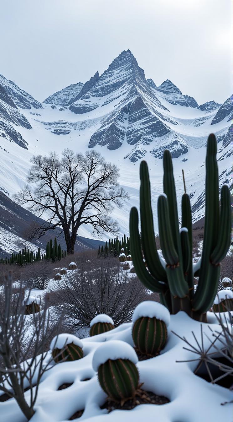 landscape of a Alpine and Cactus spines, Melancholy, Winter, scene art by Michael Eastman Diego Vel zquez