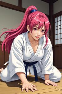 asian anime style masterpiece,best quality , asian anime, Mullet magenta hair