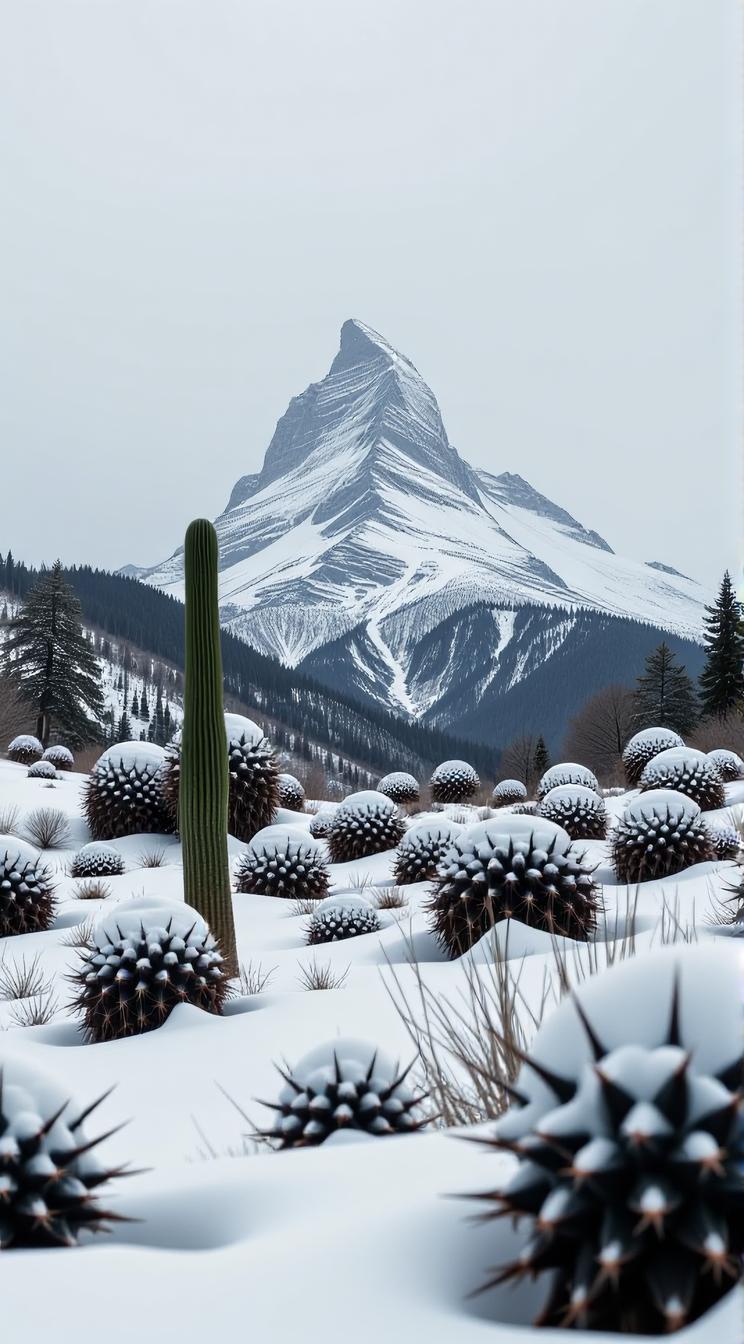 landscape of a Alpine and Cactus spines, Melancholy, Winter, scene art by Michael Eastman Diego Vel zquez