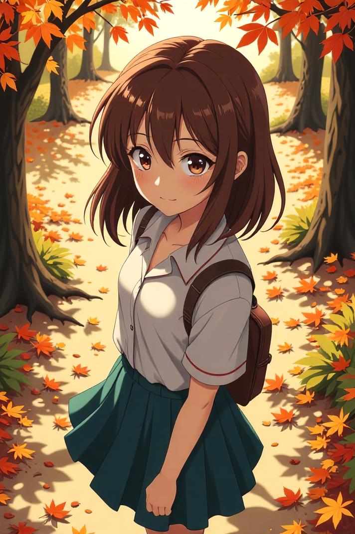 anime style masterpiece,best quality , Grungey Parted van dyke brown hair, autumn