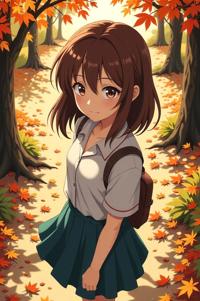 anime style masterpiece,best quality , Grungey Parted van dyke brown hair, autumn