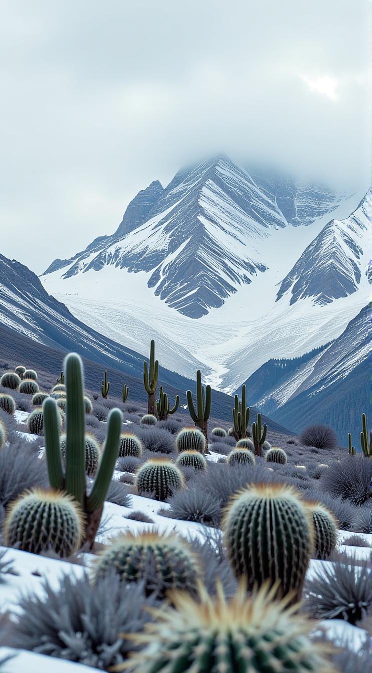 landscape of a Alpine and Cactus spines, Melancholy, Winter, scene art by Michael Eastman Diego Vel zquez