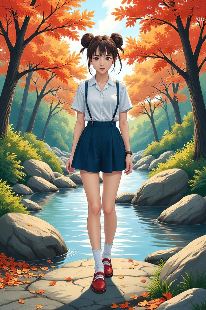asian anime style masterpiece,best quality , asian anime, Bun brown hair