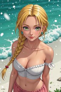 anime style masterpiece,best quality , Braids lemon hair, summer