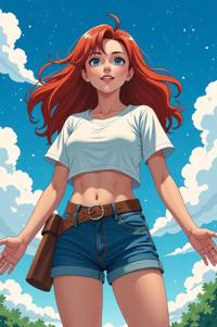 anime style masterpiece,best quality , Lob auburn hair, summer