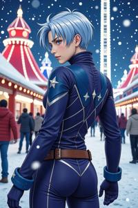 asian anime style marvel Shatterstar masterpiece,best quality , asian anime, Bald blue hair