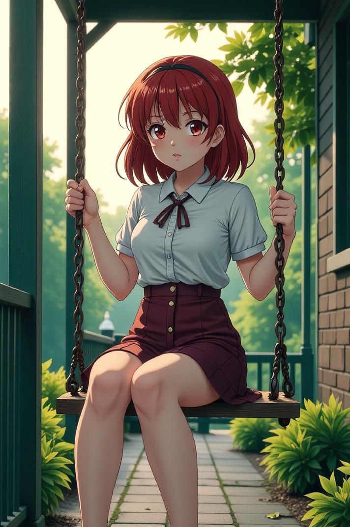 anime style masterpiece,best quality , Grungey russet hair, spring