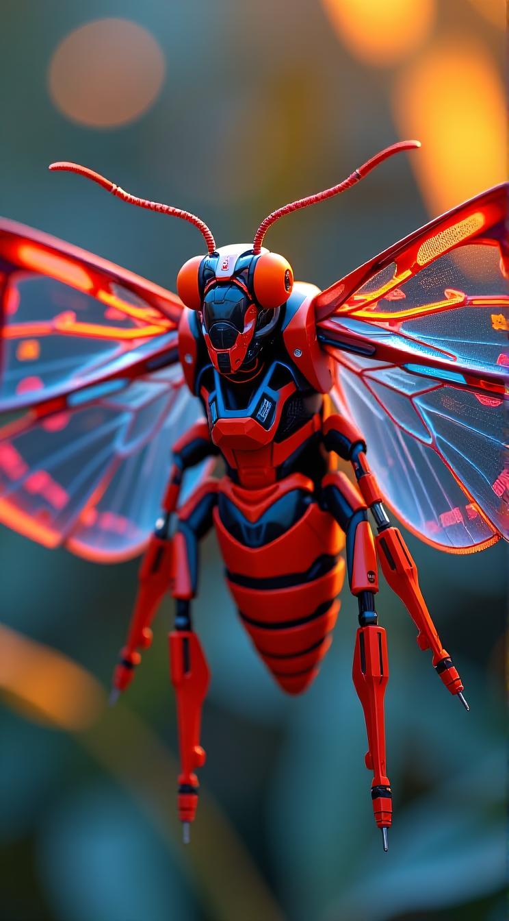 sci fi, digital art, robotic Moth, the Moth is dressed in cybernetics