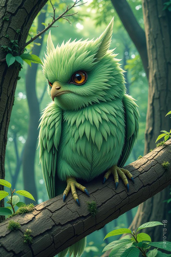 Anime style s Southern Flannel Moth from Lord of the Rings universe, Flat Top mint green hair, spring, shoulder level shot