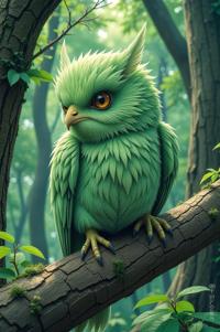 Anime style s Southern Flannel Moth from Lord of the Rings universe, Flat Top mint green hair, spring, shoulder level shot