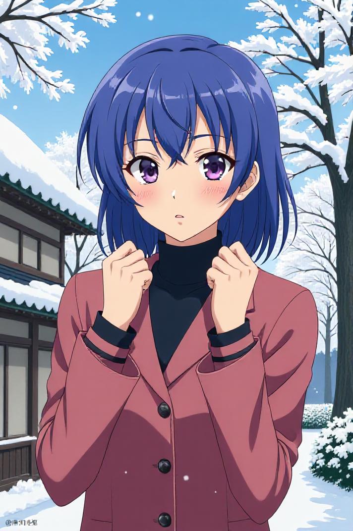 asian anime style masterpiece,best quality , asian anime, Mullet blue violet hair