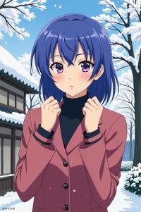 asian anime style masterpiece,best quality , asian anime, Mullet blue violet hair