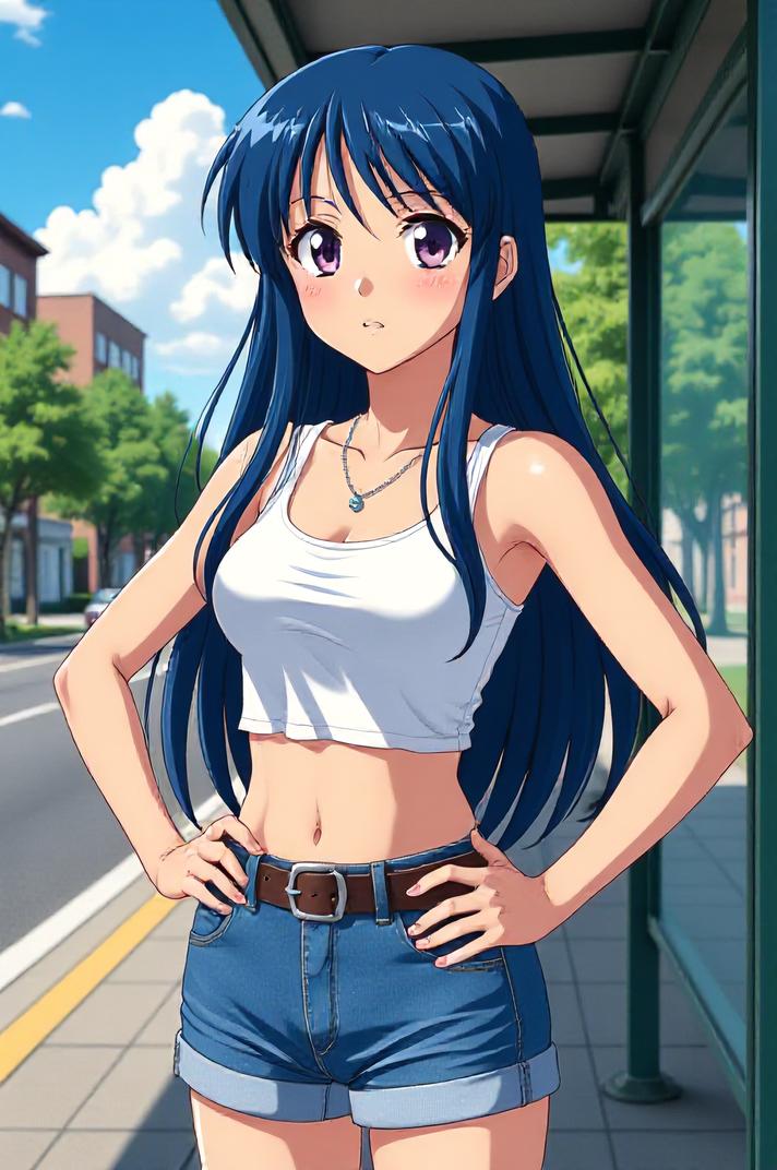 asian anime style masterpiece,best quality , asian anime, Grungey Long navy blue hair