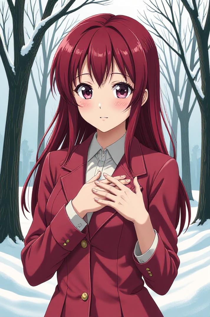 asian anime style masterpiece,best quality , asian anime, Rachel burgundy hair