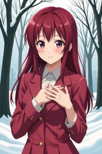 asian anime style masterpiece,best quality , asian anime, Rachel burgundy hair