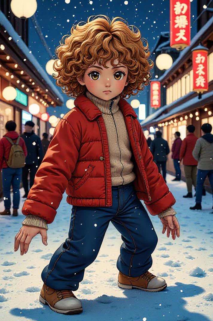 asian anime style masterpiece,best quality , asian anime, Bob Curly bronze hair