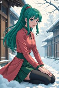 asian anime style masterpiece,best quality , asian anime, Rachel Curly jade hair