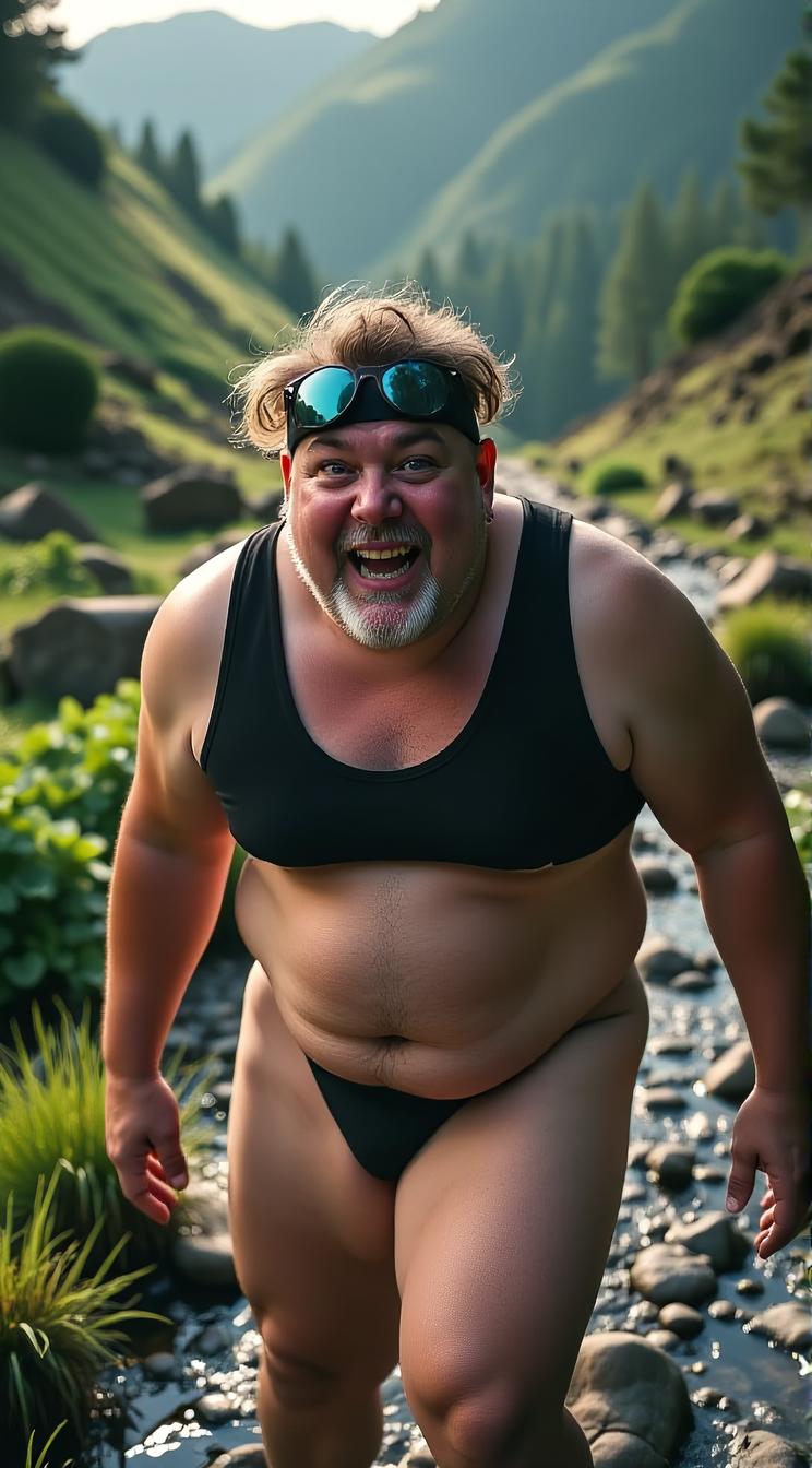 photograph, Energetic morbidly obese Male, , surreal