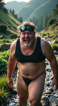 photograph, Energetic morbidly obese Male, , surreal