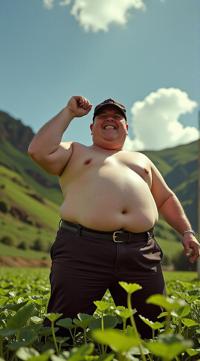 photograph, Energetic morbidly obese Male, , surreal