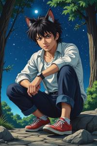 Anime style s Shepkita from Man in black universe, Greased Back spring bud hair, spring, ground level shot