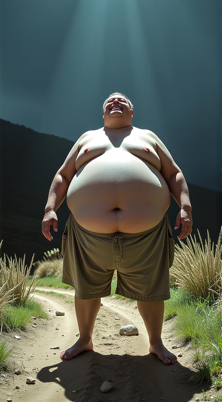 photograph, Energetic morbidly obese Male, , surreal