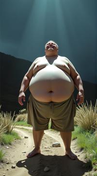 photograph, Energetic morbidly obese Male, , surreal