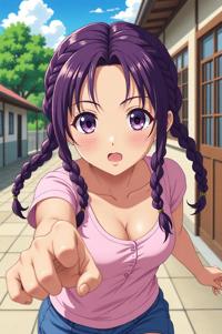 asian anime style masterpiece,best quality , asian anime, Cornrows eggplant hair