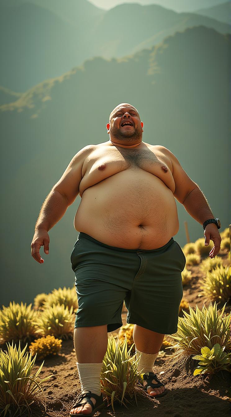 photograph, Energetic morbidly obese Male, , surreal