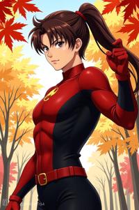 asian anime style marvel Daredevil masterpiece,best quality , asian anime, Pulled Back amaranth hair