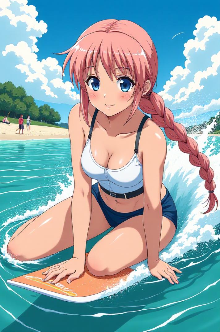 asian anime style masterpiece,best quality , asian anime, Longer Braids peach hair