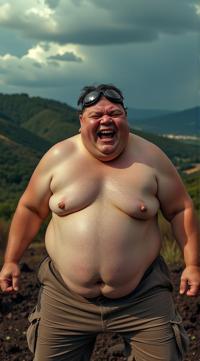 photograph, Energetic morbidly obese Male, , surreal