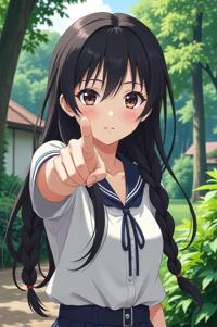 asian anime style masterpiece,best quality , asian anime, Longer Braids black hair