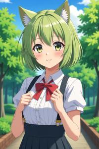 asian anime style masterpiece,best quality , asian anime, Bob lime hair