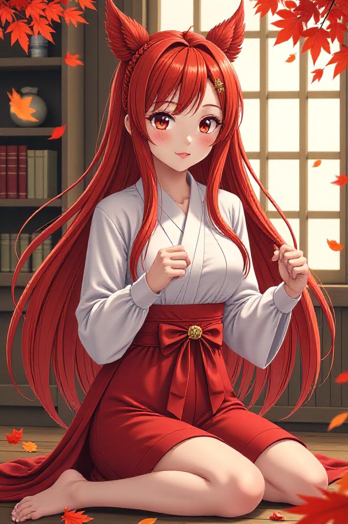 asian anime style masterpiece,best quality , asian anime, Long Center Parting cardinal hair