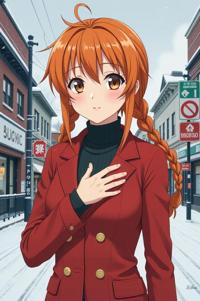 asian anime style marvel Echo masterpiece,best quality , asian anime, Pony Tail Braids orange hair